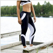 Load image into Gallery viewer, Mesh Pattern Print fitness Leggings Pants