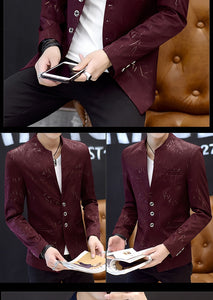 HO 2019 Men 's casual collar print suit