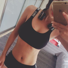 Load image into Gallery viewer, Women Sport Bra Top Black Padded Sports Bra