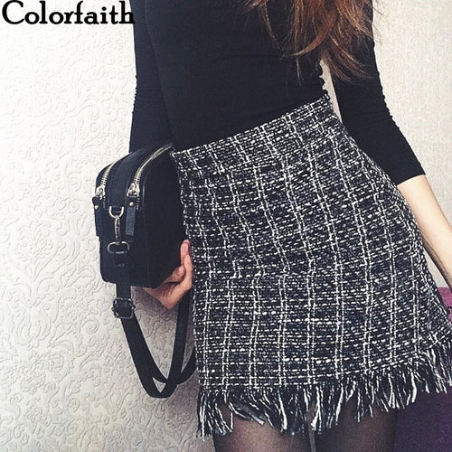 Colorfaith Woolen Mini Skirt