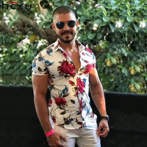 Fit Short Sleeve Floral Shirt Mens Clothing