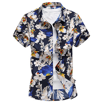 Fit Short Sleeve Floral Shirt Mens Clothing