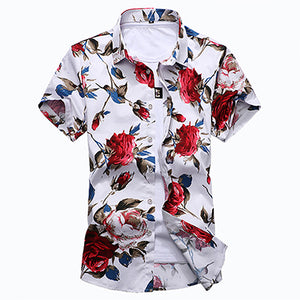 Fit Short Sleeve Floral Shirt Mens Clothing