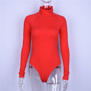 Hugcitar cotton long sleeve high neck skinny bodysuit