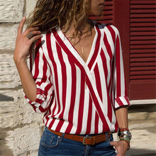 Load image into Gallery viewer, Women Striped Blouse Long Sleeve Blouse Shirt