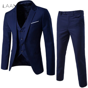 LAAMEI Mens 3Pc (jacket + Vest + Trouser)