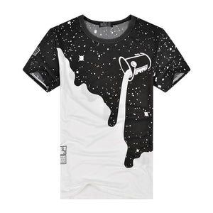 Milk Poured Pattern Inverted Milk 3D T-shirt