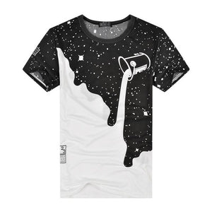 Milk Poured Pattern Inverted Milk 3D T-shirt