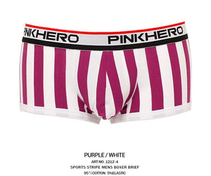 Pink Boxers Sexy Striped Hot Men Underwear