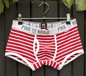 Pink Boxers Sexy Striped Hot Men Underwear