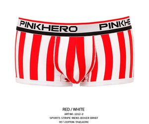 Pink Boxers Sexy Striped Hot Men Underwear