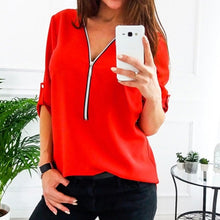 Load image into Gallery viewer, Women Spring Summer Chiffon Blouse Top Shirt