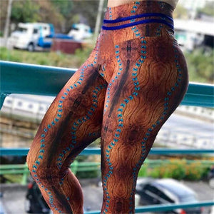 Mesh Pattern Print Leggings For Women Pants